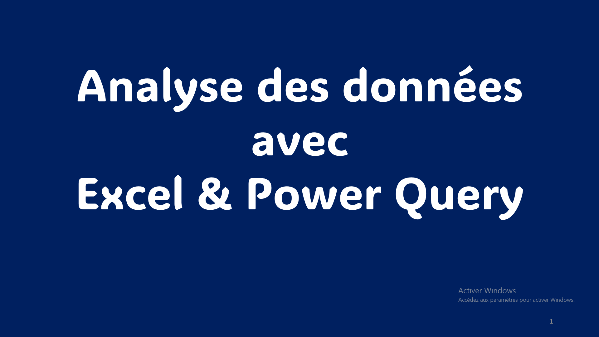 Analyse des données avec  Excel & Power Query